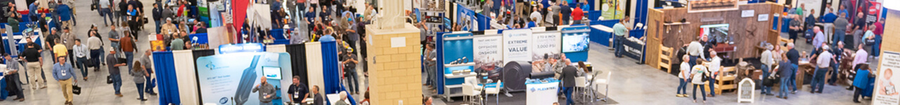 Aerial view of an exhibit hall